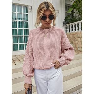 Rib Knit Drop Shoulder Sweater pastel pink
